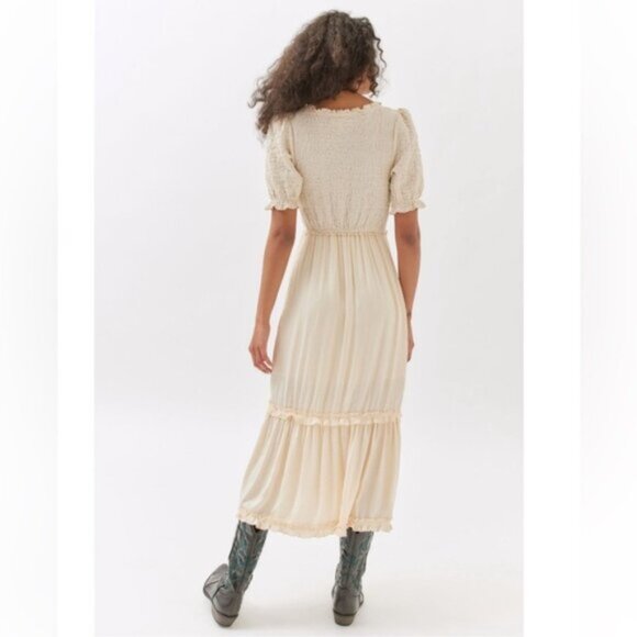 Urban Outfitters Picnic Time Midi Dress New Medium Creme Boho Minimalist Texture - Picture 5 of 8